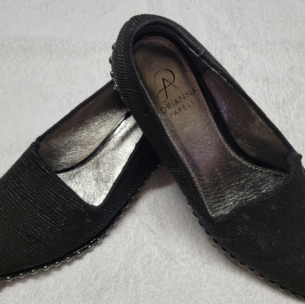 Adrianna Papell Black Studded Flats